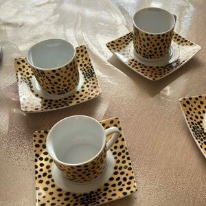 leopard print Turkish/Espresso cups with saucers set of 6